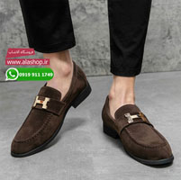 کفش آفیس و پارتی چرم نبوک مدل m088